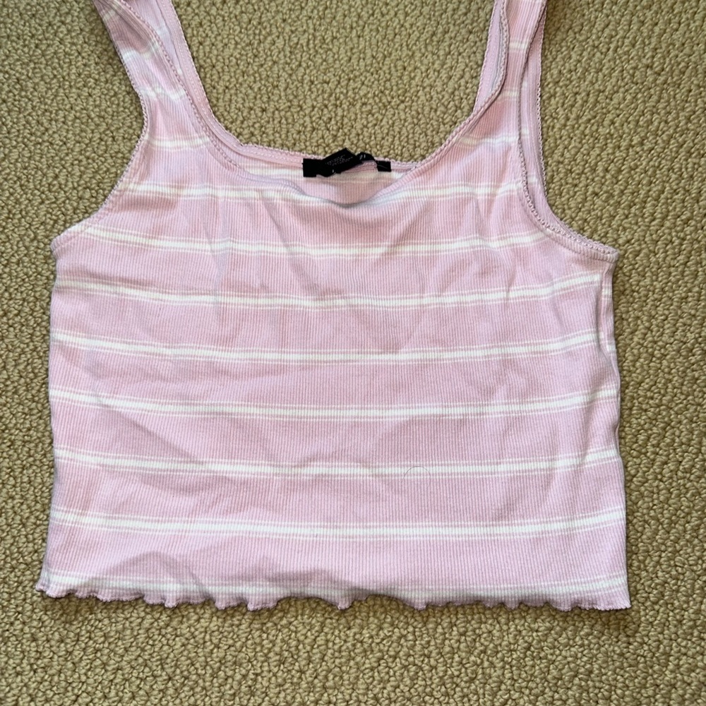 Forever 21 Light Pink and White Striped Tank Top